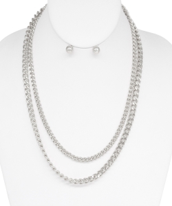Chain Necklace with Earrings NB700113 SILVER